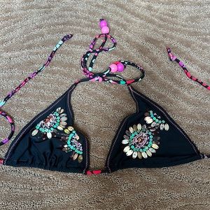 XOXO bikini triangle, top with exquisite, sequin detail, size medium